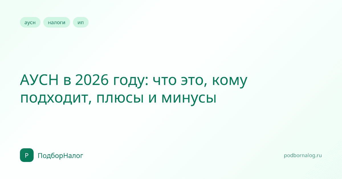 АУСН в 2026 году: что это, кому подходит, плюсы и минусы