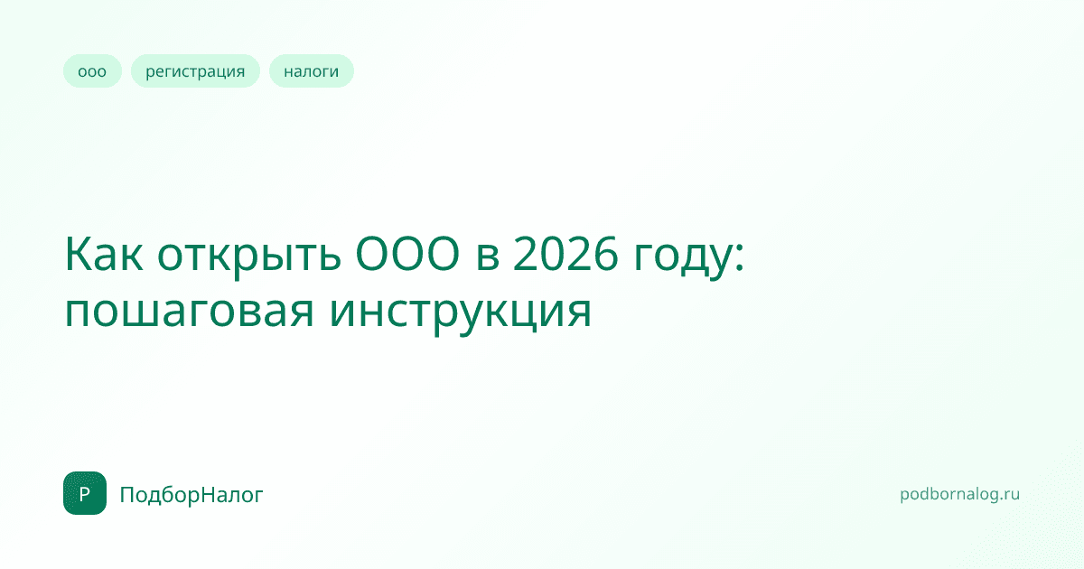 Как открыть ООО в 2026 году: пошаговая инструкция
