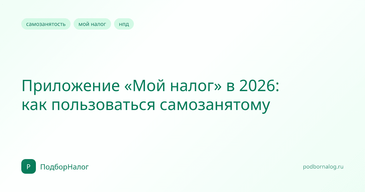 Приложение «Мой налог» в 2026: как пользоваться самозанятому