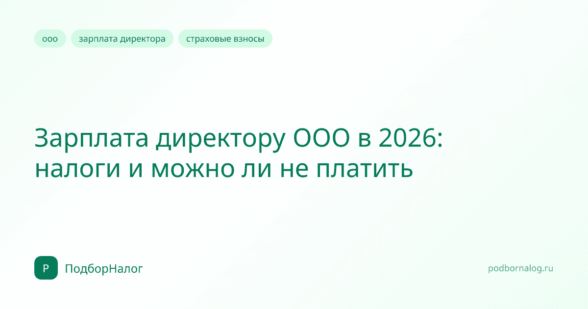 Зарплата директору ООО в 2026: налоги и можно ли не платить