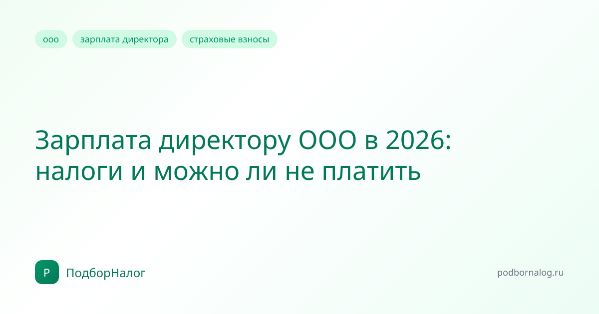 Зарплата директору ООО в 2026: налоги и можно ли не платить