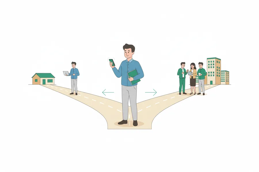 Развилка: работать одному или с командой — Плюсы и минусы самозанятости 2026: подводные камни